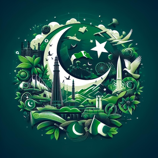 Vector pakistan day illustration design