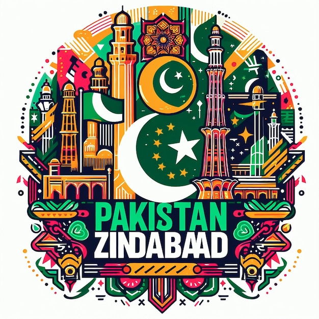 Pakistan day социальные медиа пост дизайн Pakistan zindabad векторный дизайн