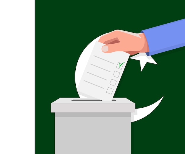 Vector pakistan election concept hand puts vote bulletin
