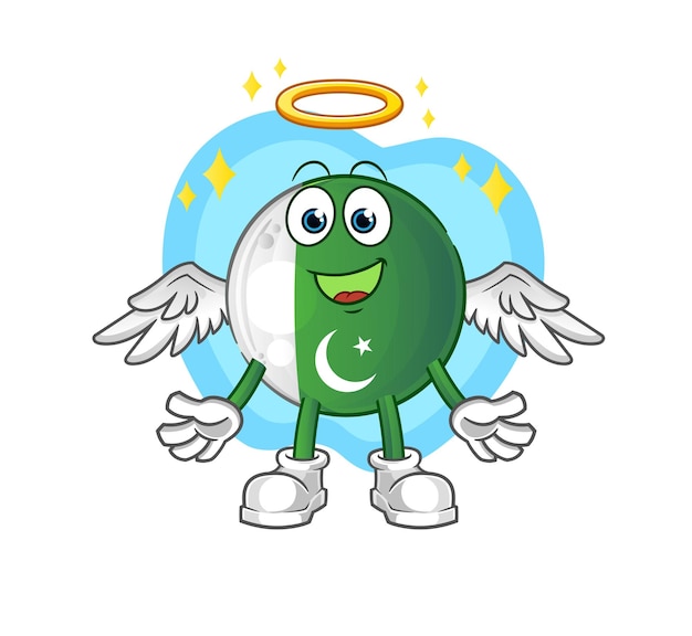 Pakistan flag angel with wings vector cartoon character