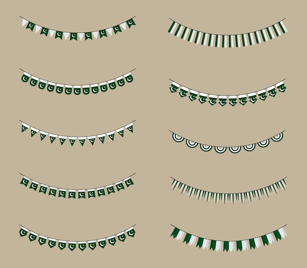 Pakistan flag garland decoration set