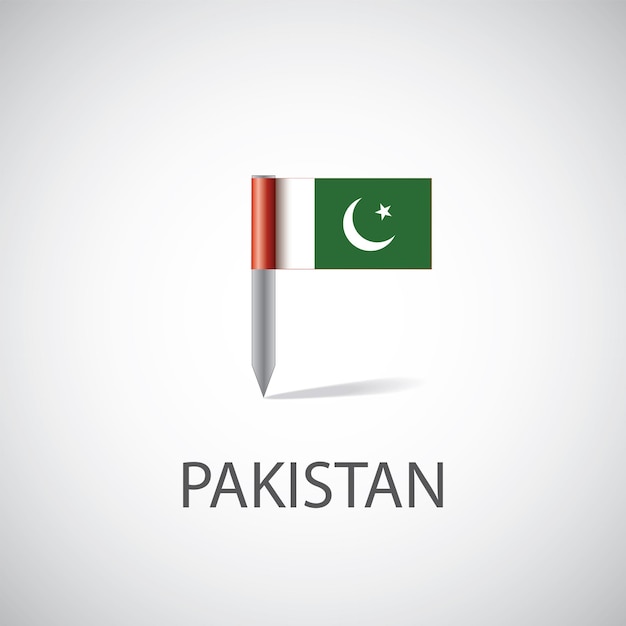 パキスタンの旗のピン、明るい背景で隔離