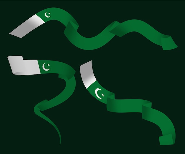 Pakistan flag ribbon set