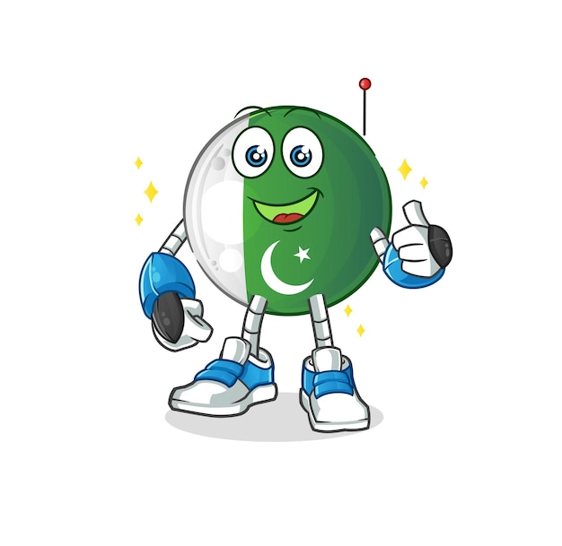 pakistan flag robot character. cartoon mascot vector