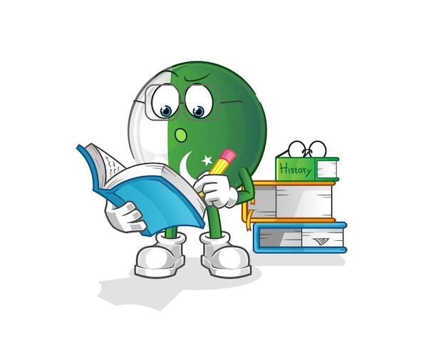 Vector pakistan flag studying mascot. cartoon vector