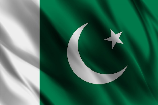 Vector pakistan flag in the wind silk background template