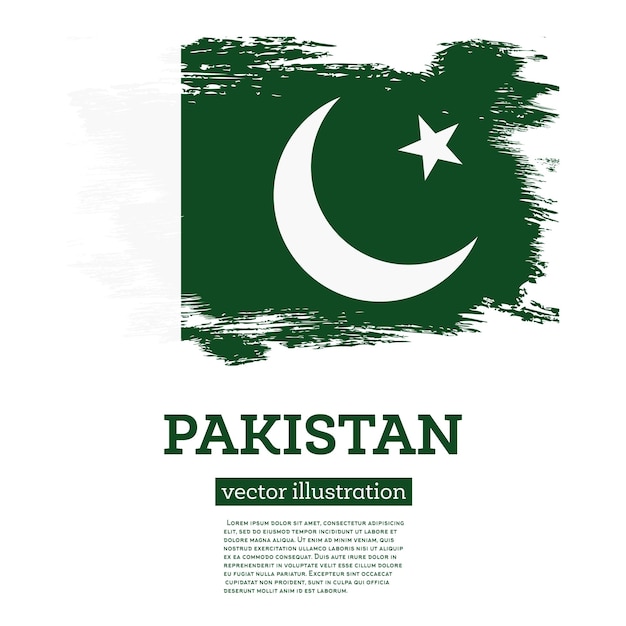 Vector pakistan flag with brush strokes independence day