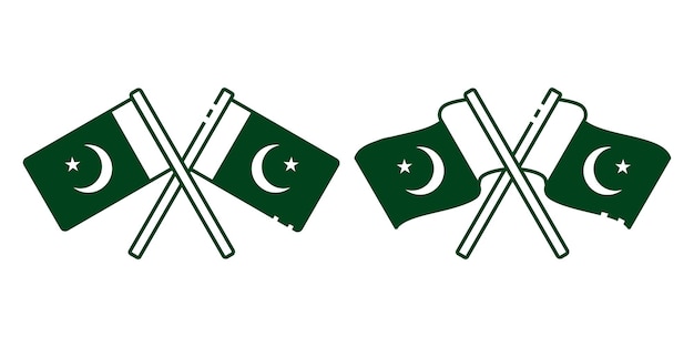 Pakistan Gekruiste Vlag Vector Illustratie Set