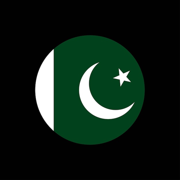 Pakistan Green Crescent Moon Flag push button circle