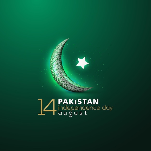 파키스탄 독립 기념일 8월 14일 아랍어 서예와 배경 벡터 디자인 인사말