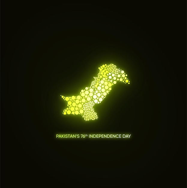 Pakistan independence day glowing map