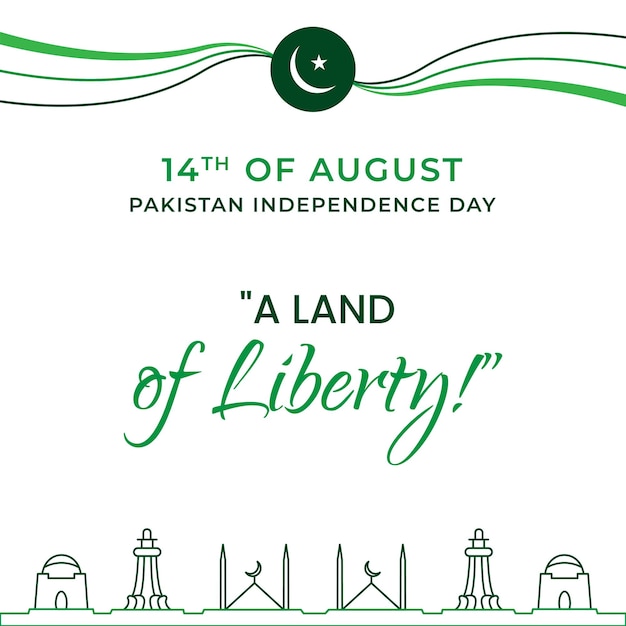 Vector pakistan independence day post with design