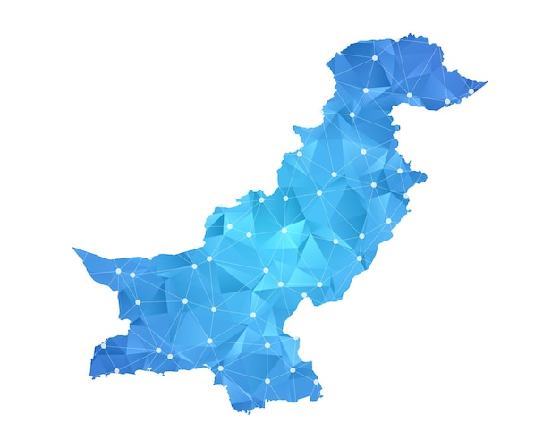 Pakistan map line dots polygonal abstract geometric.