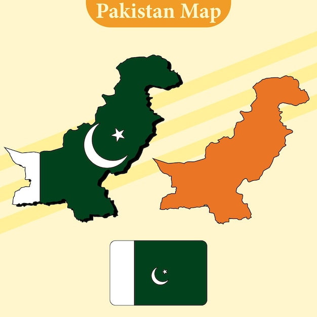 ベクトル パキスタンの地図 ベクトル 地域と都市の線と すべての地域を満たす