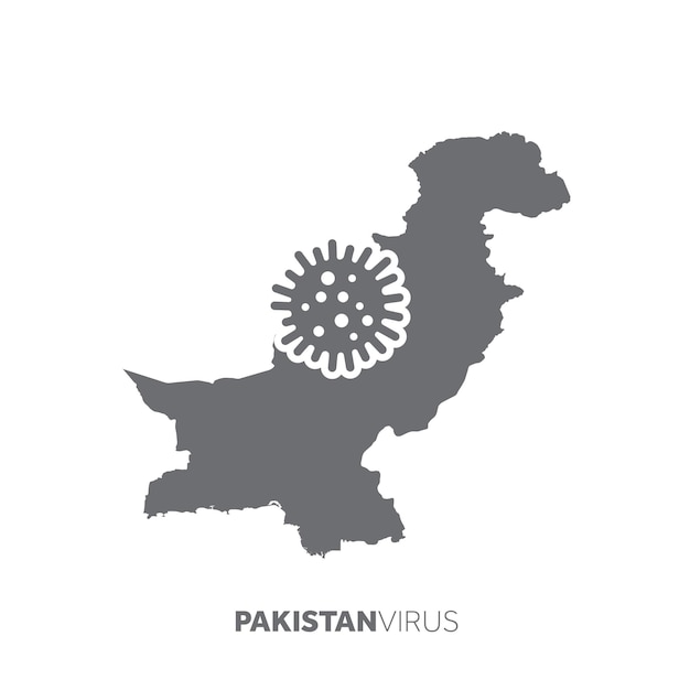 Pakistan map with a virus microbe illness and disease outbreak