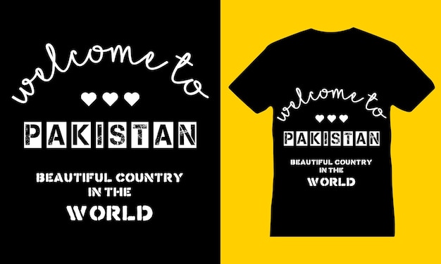 ''Pakistan'' mooiste land ter wereld, welkom banner T-shirtontwerp in vector