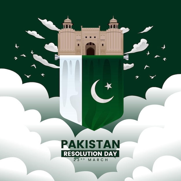 ベクトル トップ バナー背景テンプレート ベクトル図のゲートで飛んでいるパキスタン国旗