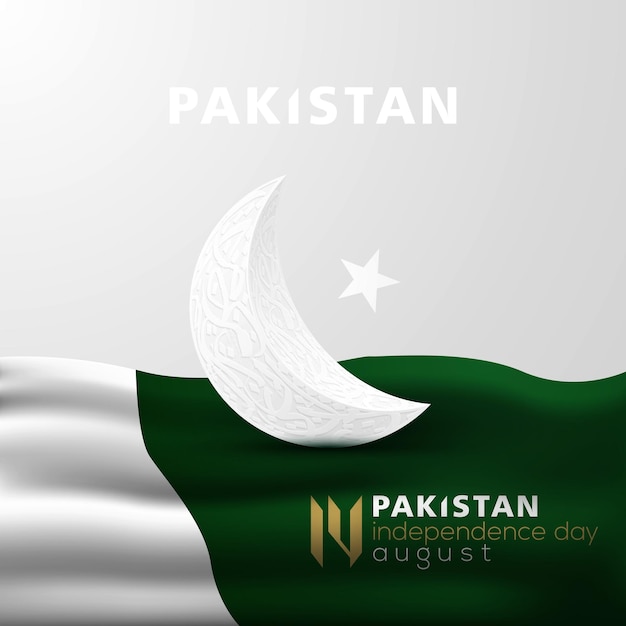 Pakistan Onafhankelijkheidsdag, 14 augustus Groet Vector achtergrondontwerp