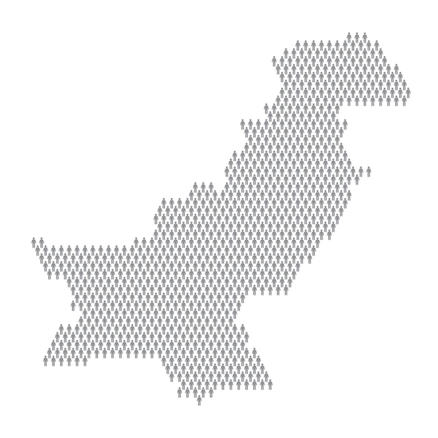 Pakistan population infographic map made from stick figure people