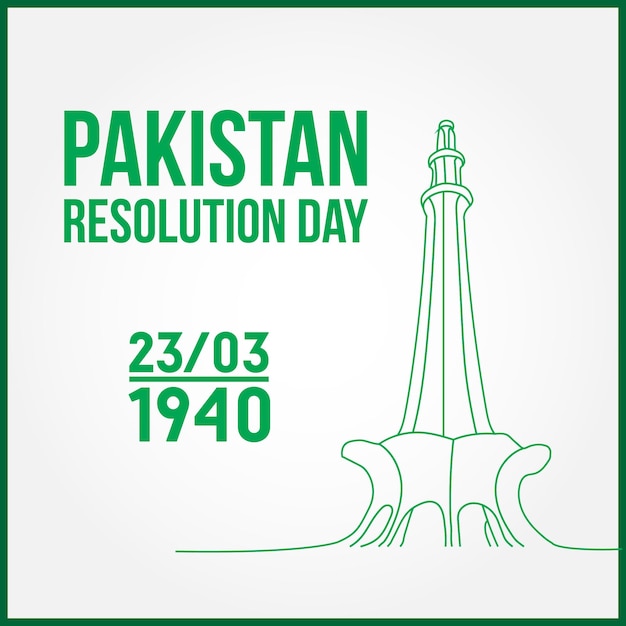 Vector pakistan resolution day 1940 minar e pakistan on white background