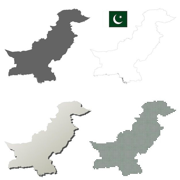 Vector pakistan vector outline map set