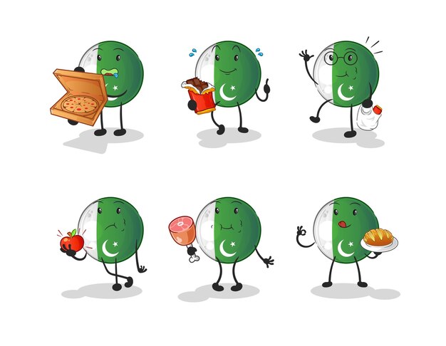 Pakistan vlag voedsel set karakter cartoon mascotte vector