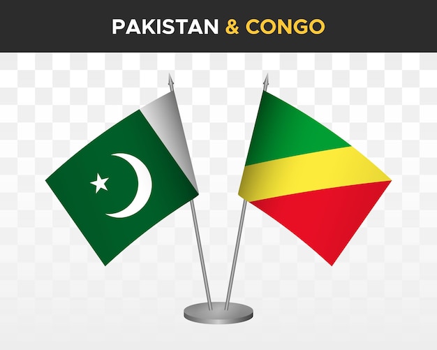 Pakistan vs congo desk flags mockup isolated 3d vector illustration table flags