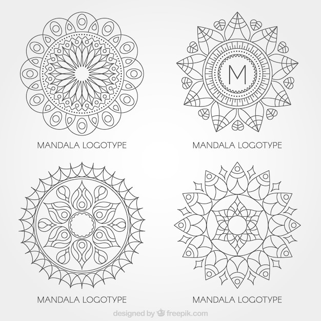 Vector pakje met handgemaakte mandalas logo's