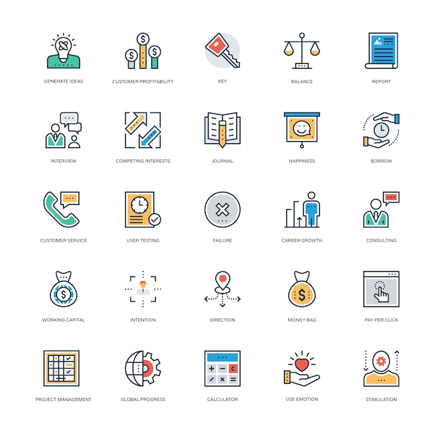 Pakje zakelijke platte iconen