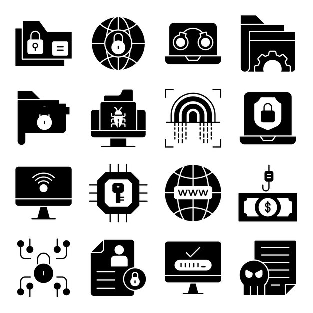 Pakket bescherming solide iconen