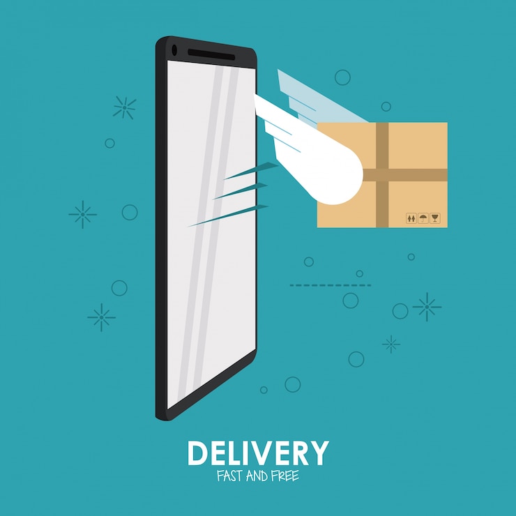 Vector pakket en smartphone-pictogram
