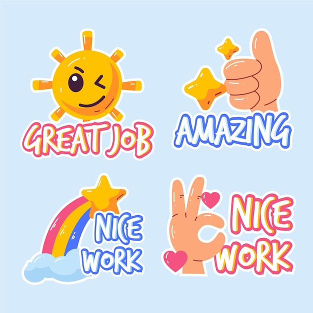 Pakket met stickers voor goed werk en goed werk