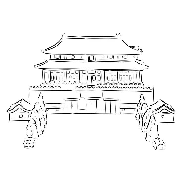 Vector palace complex in forbidden city in central beijing landmark of china