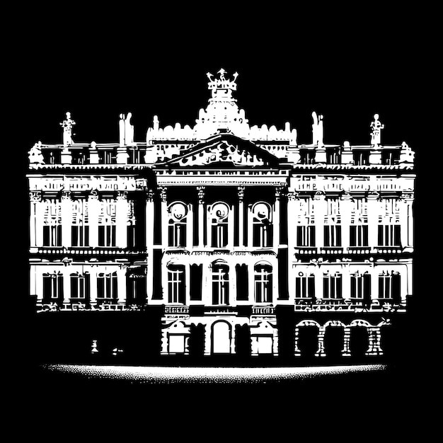 Palace of Versaille black landmarks illustration