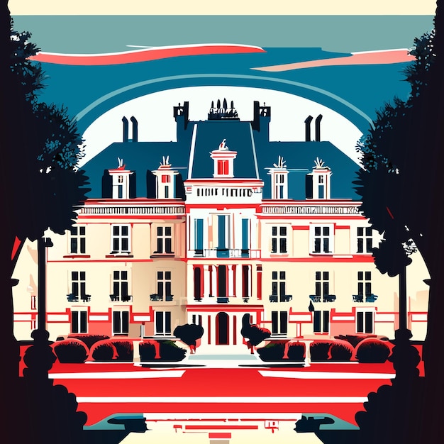 palace of versailles water color paint or vector illustration