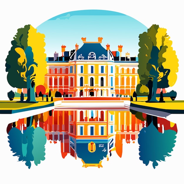 Vector palace of versailles water color paint or vector illustration