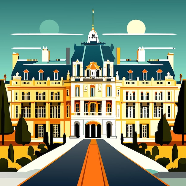 Vector palace of versailles water color paint or vector illustration