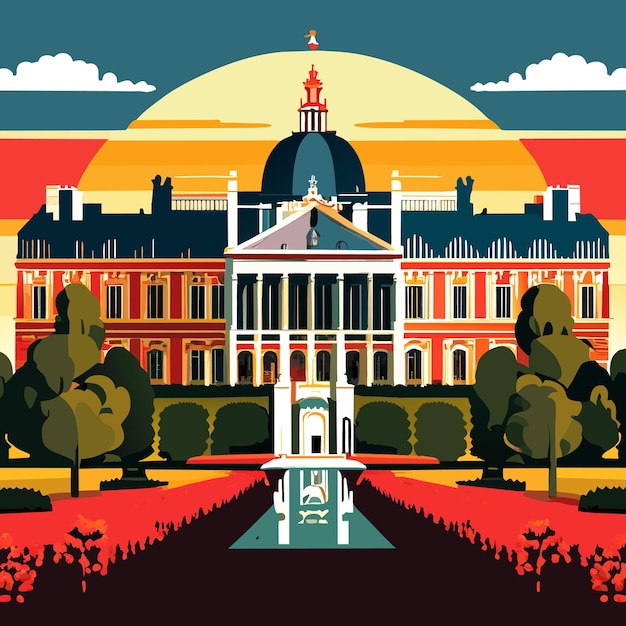 Vector palace of versailles water color paint or vector illustration