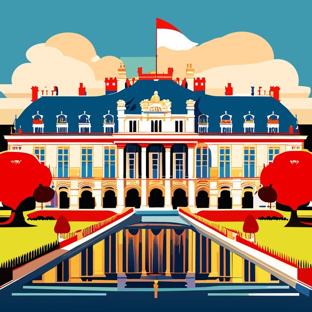 Vector palace of versailles water color paint or vector illustration