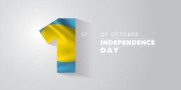 Palau independence day greeting card, banner, vector illustration. palauan national day 1st of october background with elements of flag