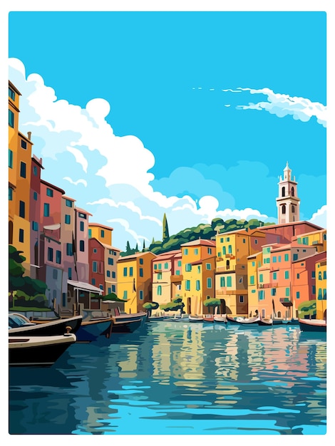 Vector palau italy vintage travel poster souvenir postcard portrait painting wpa illustration