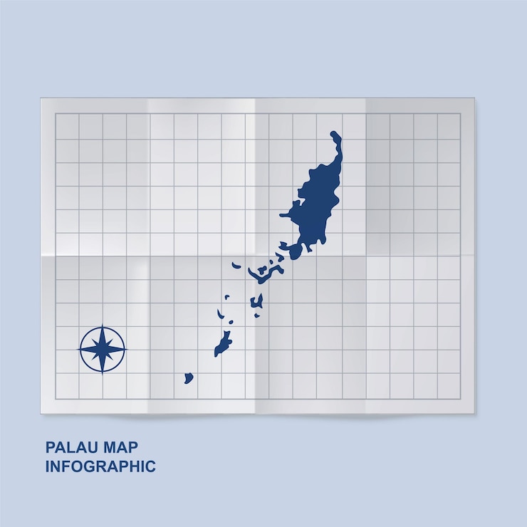 Vector palau map country in folded grid paper