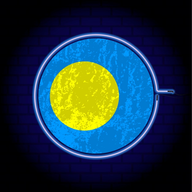 Вектор Неоновый гранж-флаг палау на векторной иллюстрации стены