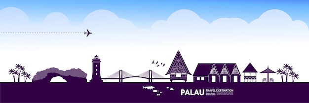 Palau travel destination vector illustration.