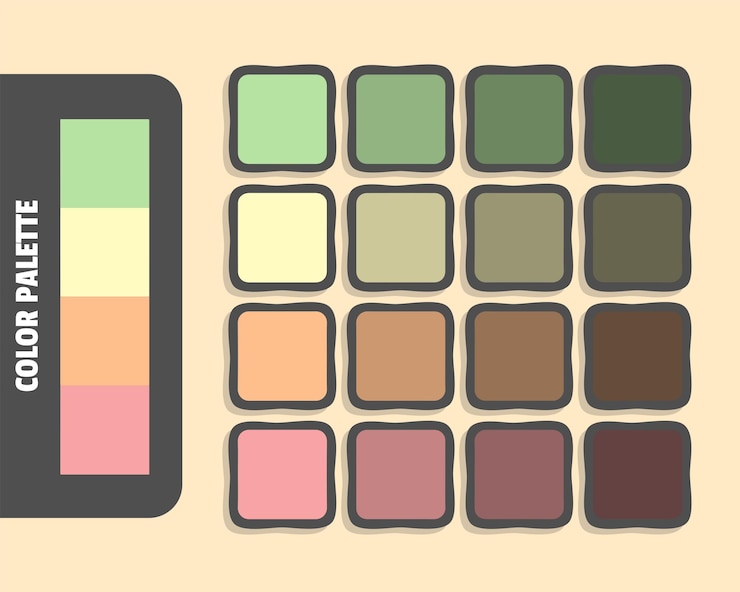 Vector palegreen lemonchiffon burlywood lightpink color palette colour matching rgb harmonious colors