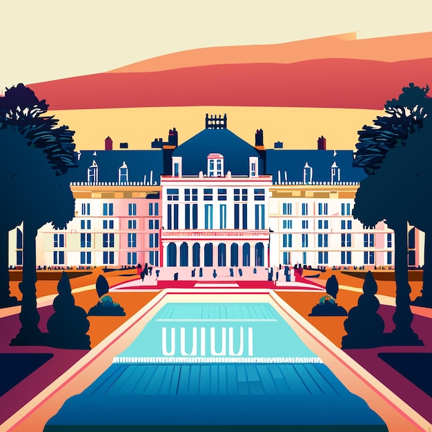 Vector paleis van versailles aquarelverf of vectorillustratie