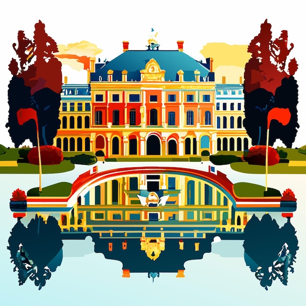 Vector paleis van versailles aquarelverf of vectorillustratie