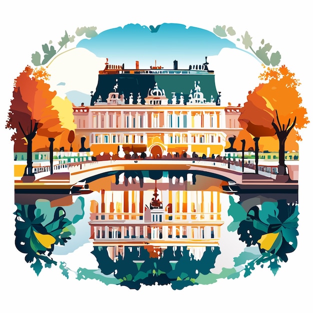 Vector paleis van versailles aquarelverf of vectorillustratie