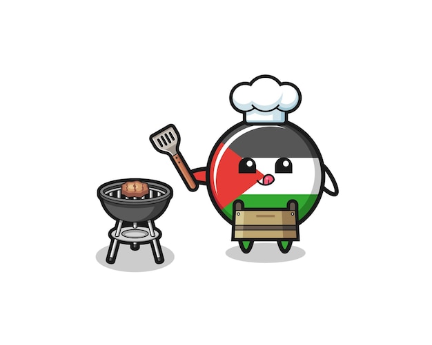 Palestina vlag barbecue chef-kok met een grill