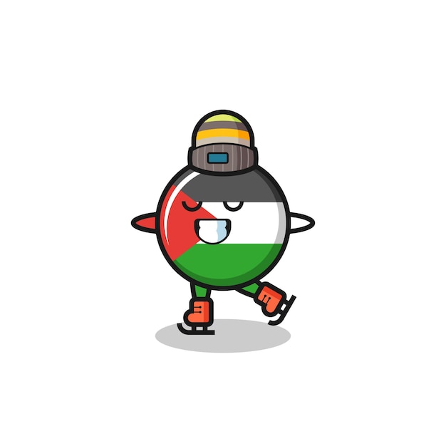 パフォーマンスをしているアイススケート選手としてのパレスチナの旗バッジ漫画